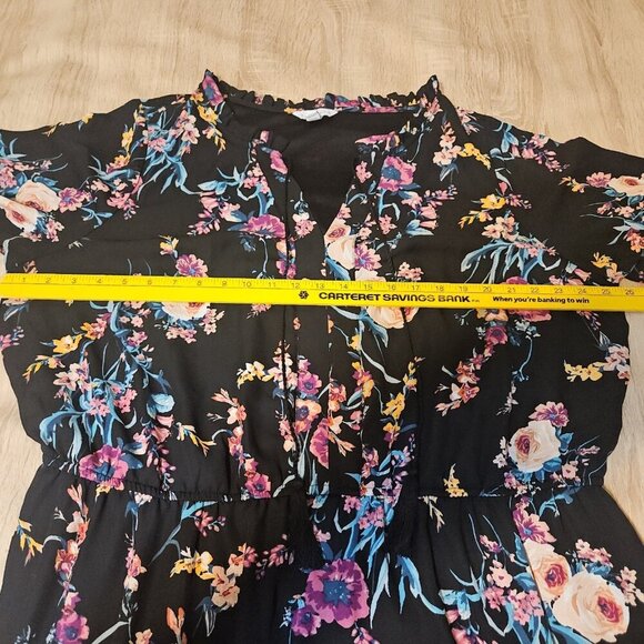 Boutique Womens Plus Size 2x Black Floral Maxi Dress Boho - Picture 7 of 10